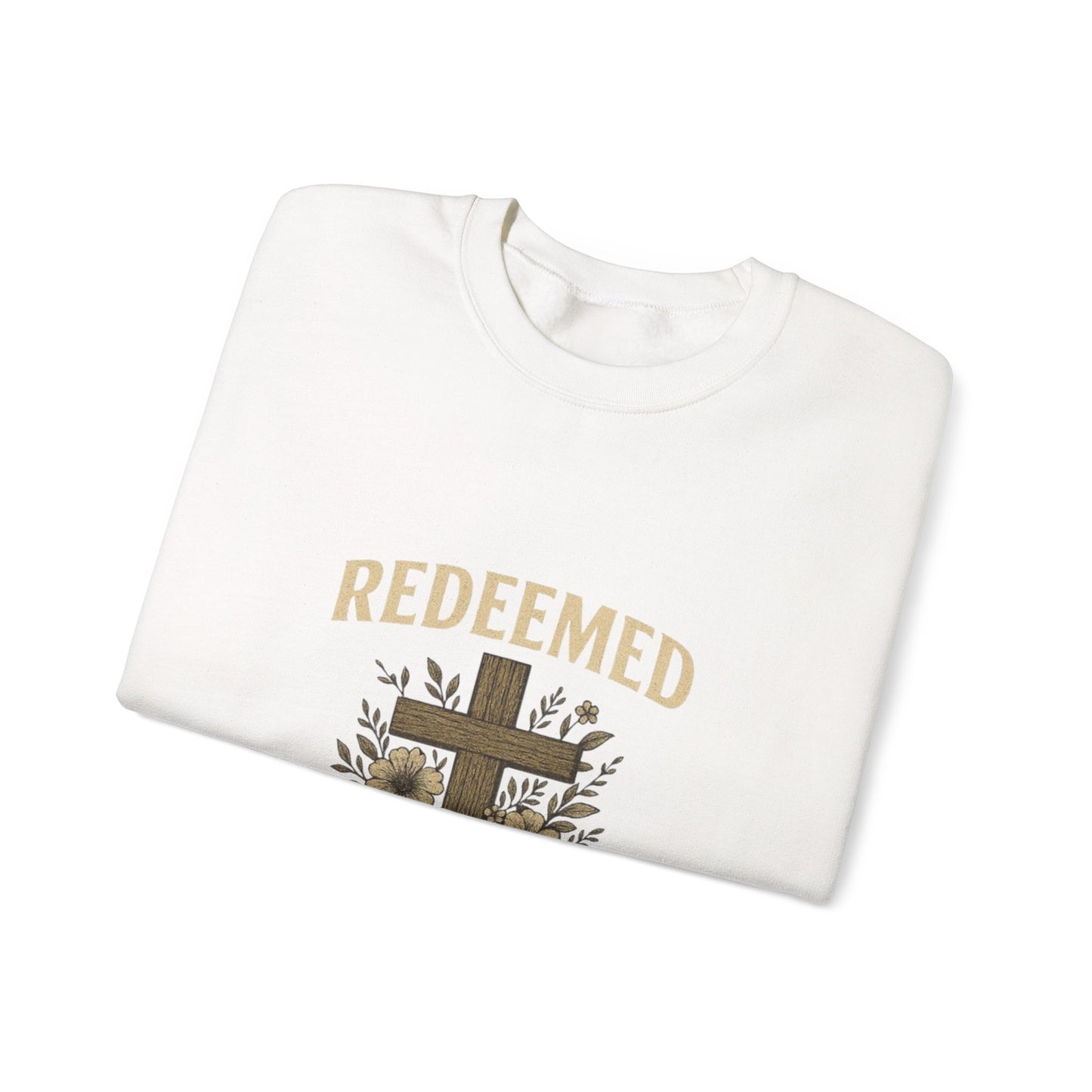 Redeemed Cross Floral Crewneck Sweatshirt — Soft Vintage Christian Sweatshirt