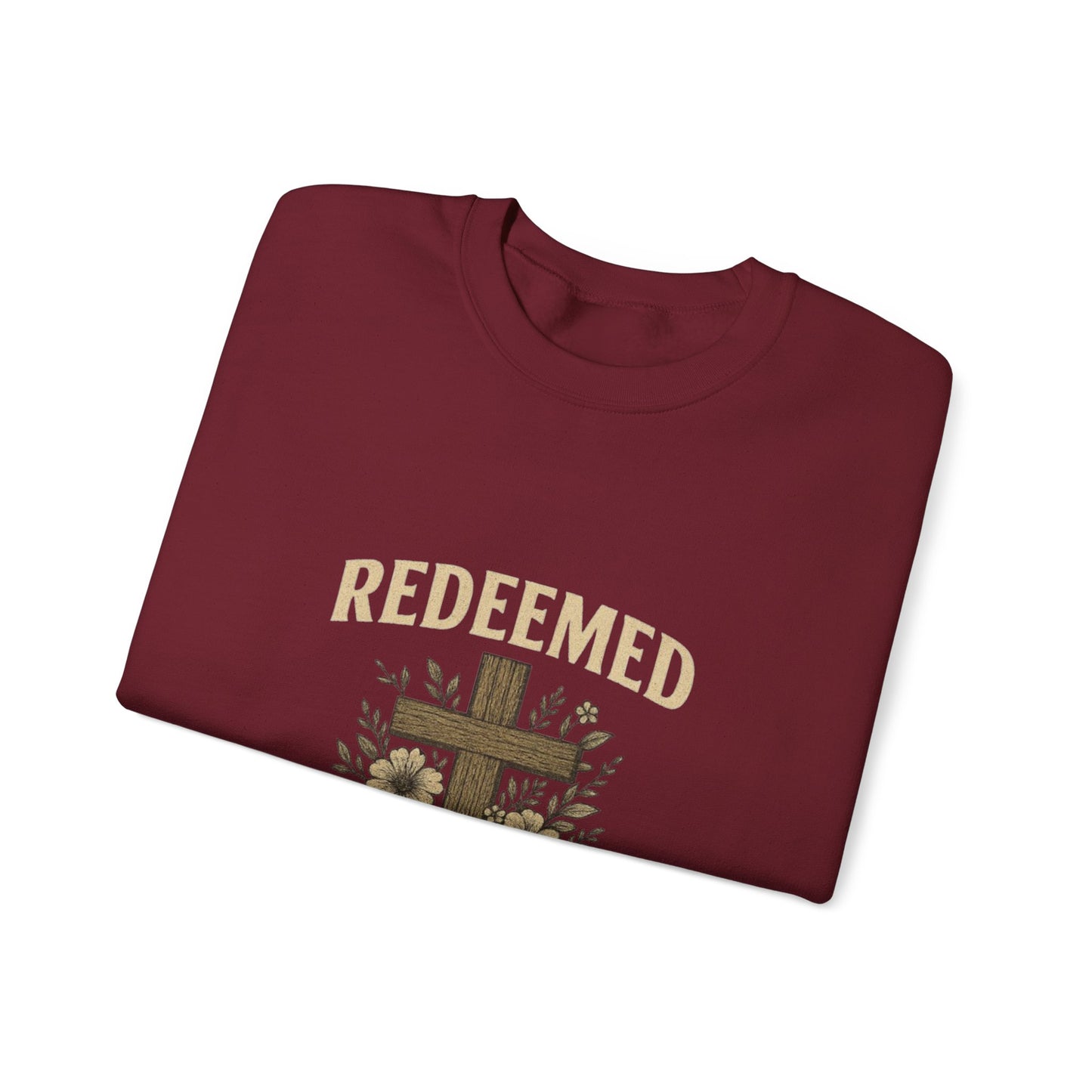 Redeemed Cross Floral Crewneck Sweatshirt — Soft Vintage Christian Sweatshirt