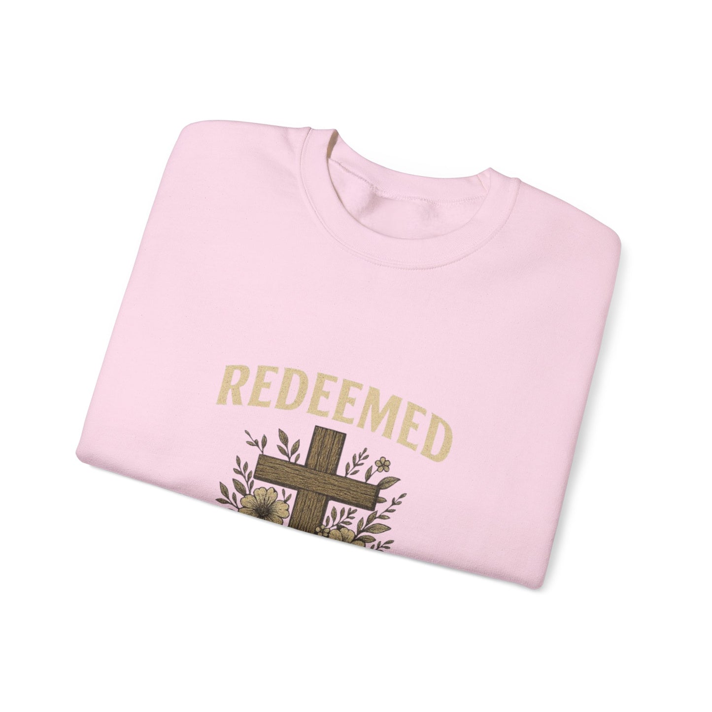 Redeemed Cross Floral Crewneck Sweatshirt — Soft Vintage Christian Sweatshirt