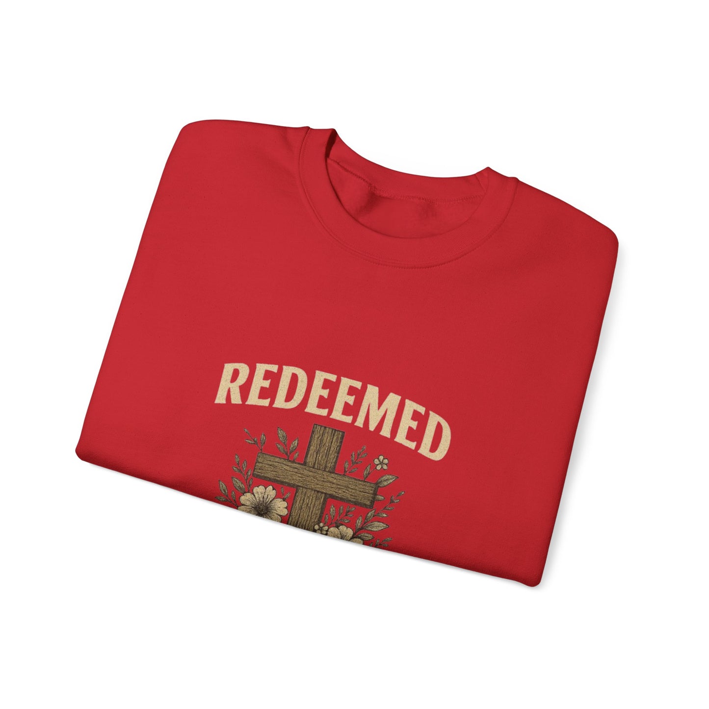 Redeemed Cross Floral Crewneck Sweatshirt — Soft Vintage Christian Sweatshirt