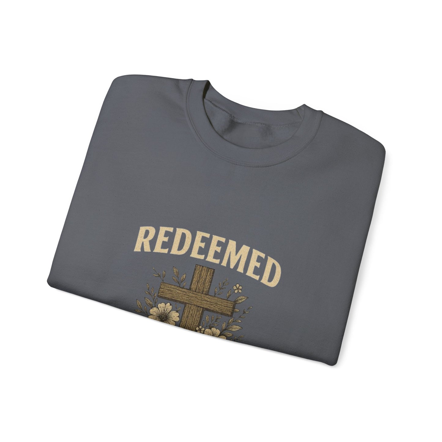 Redeemed Cross Floral Crewneck Sweatshirt — Soft Vintage Christian Sweatshirt