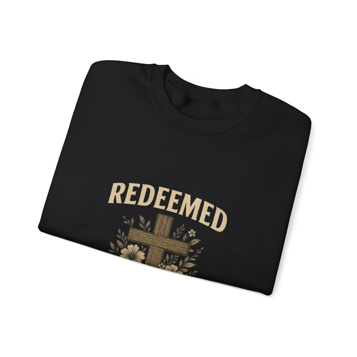 Redeemed Cross Floral Crewneck Sweatshirt — Soft Vintage Christian Sweatshirt