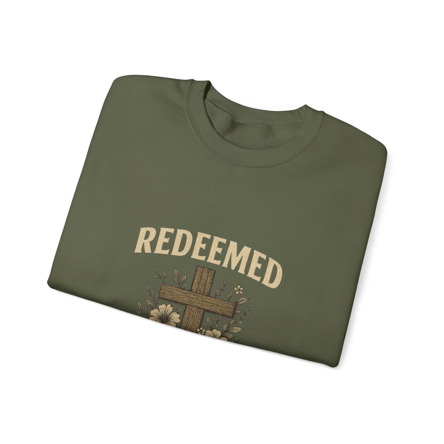 Redeemed Cross Floral Crewneck Sweatshirt — Soft Vintage Christian Sweatshirt