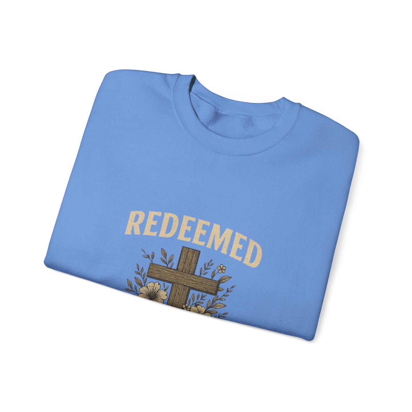 Redeemed Cross Floral Crewneck Sweatshirt — Soft Vintage Christian Sweatshirt
