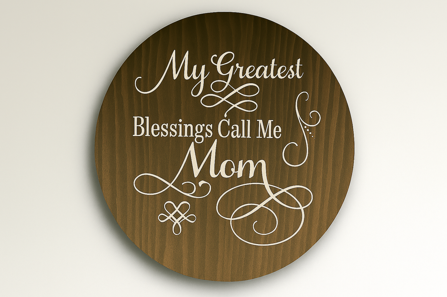 16" Round Wooden Plaque – "My Greatest Blessings Call Me Mom"